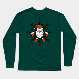 Santa Clause with SnowFlake New Year Christmas Art Long Sleeve T-Shirt